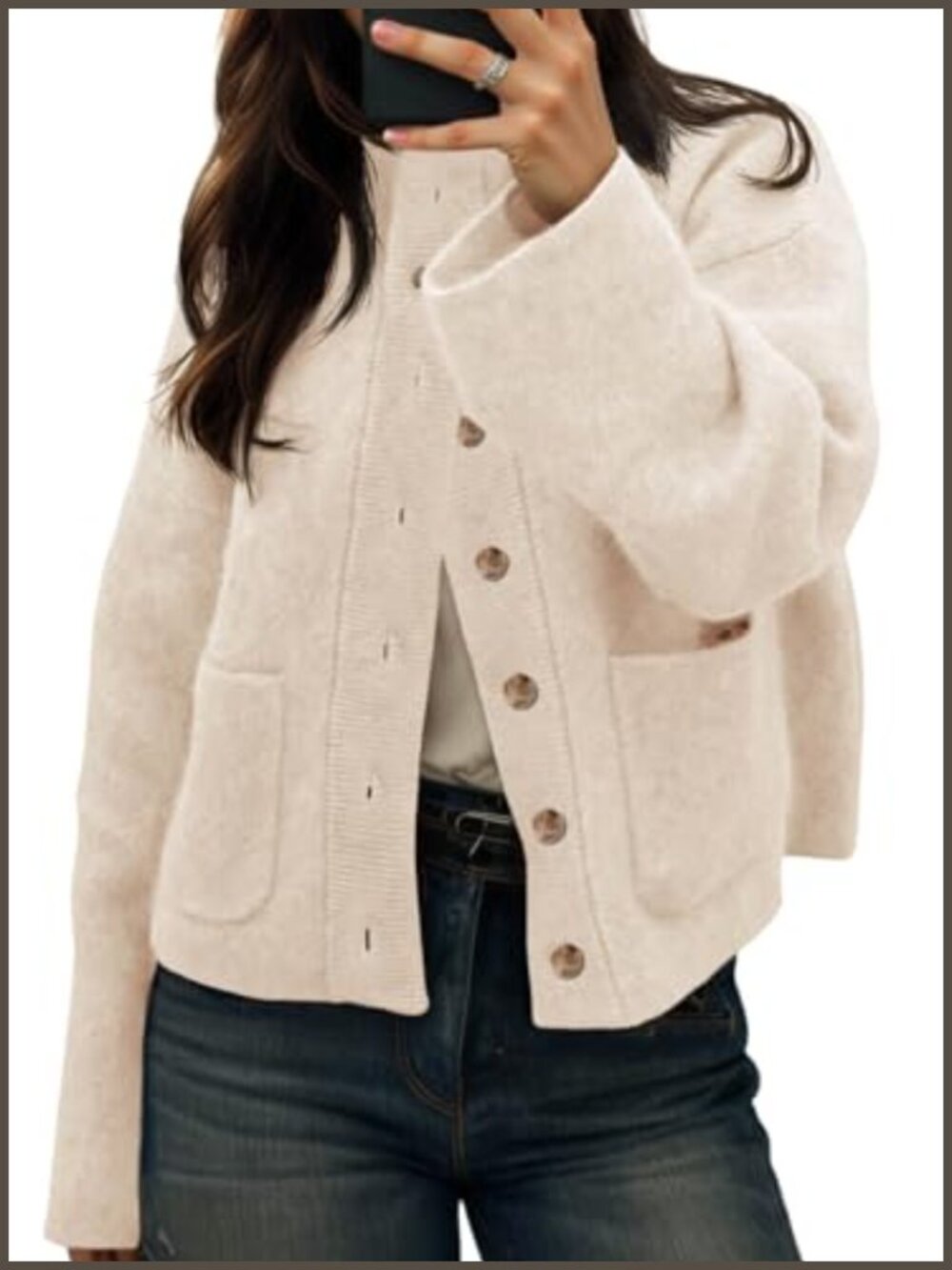 Chunky Knit Button Down Open Front Cardigan Sweater with Pockets